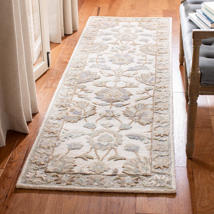 SAFAVIEH Glamour Collection 9' x 12' Ivory/Grey GLM628A Handmade Premium Wool Area Rug