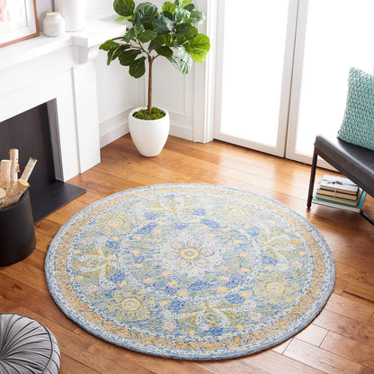 SAFAVIEH Micro-Loop Collection Area Rug - 9' x 12', Blue & Green, Handmade Wool, Ideal for High Traffic Areas in Living Room, Bedroom (MLP522M)