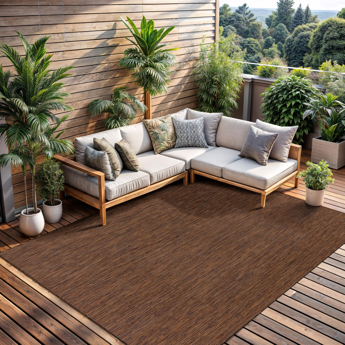 CAMILSON Outdoor Rug 5x7 Modern Area Rugs for Indoor and Outdoor Patios and Porches - Waterproof, Washable, Non-Shedding, Easy-to-Clean Outside Carpet (5 x 7, Medallion - Beige/White)