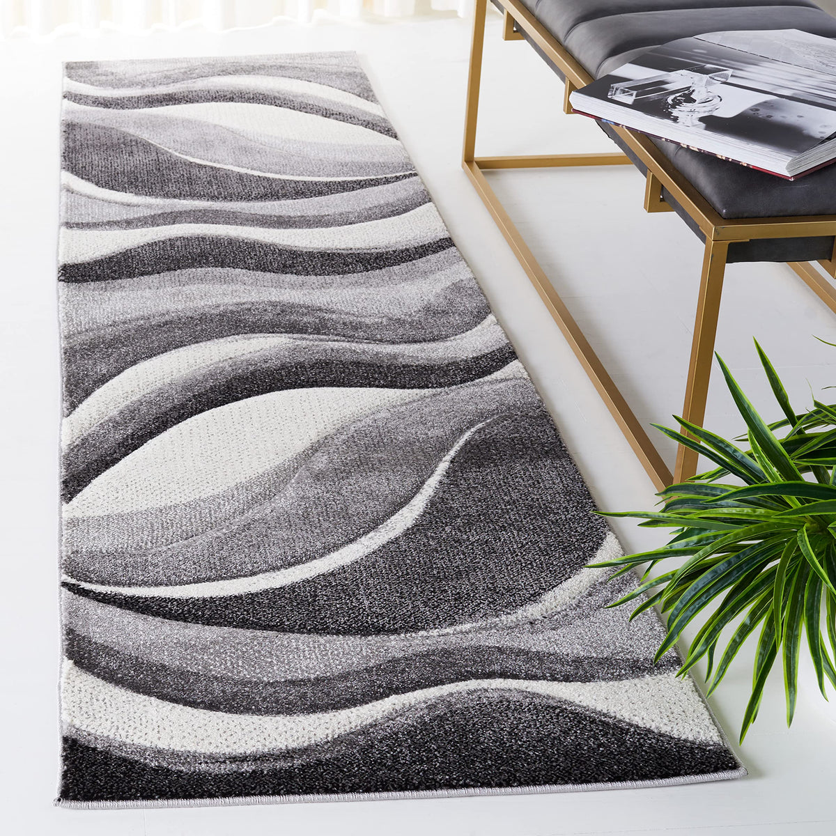 SAFAVIEH Hollywood Area Rug 10'6"x14', Modern Grey & Blue HLW766F