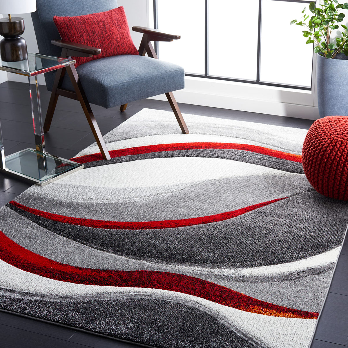 SAFAVIEH Hollywood Area Rug 10'6"x14', Modern Grey & Blue HLW766F