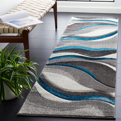 SAFAVIEH Hollywood Area Rug 10'6"x14', Modern Grey & Blue HLW766F