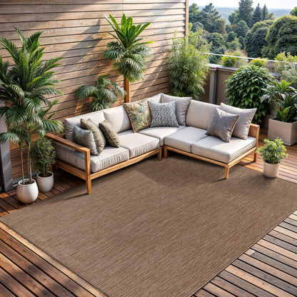 CAMILSON Outdoor Rug 5x7 Modern Area Rugs for Indoor and Outdoor Patios and Porches - Waterproof, Washable, Non-Shedding, Easy-to-Clean Outside Carpet (5 x 7, Medallion - Beige/White)