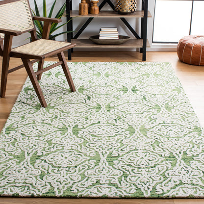 SAFAVIEH Blossom Collection Area Rug - 9' x 12', Beige & Ivory, Handmade Wool, Ideal for High Traffic Areas in Living Room, Bedroom (BLM112B)