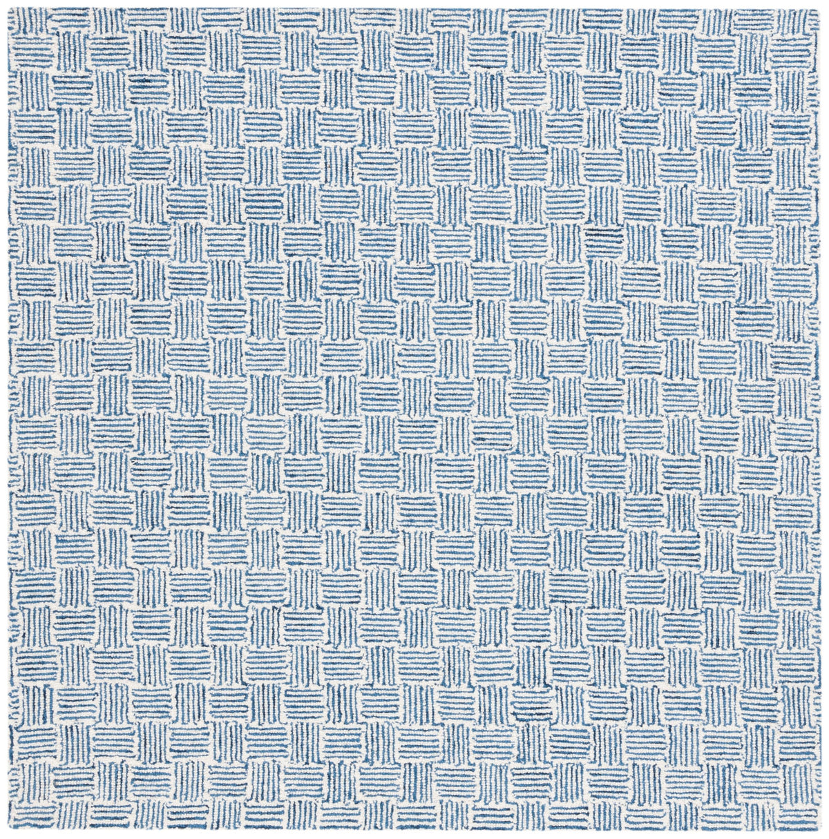 SAFAVIEH Micro-Loop Collection Area Rug - 5' Square, Light Grey & Ivory, Handmade Wool, Ideal for High Traffic Areas in Living Room, Bedroom (MLP537F)