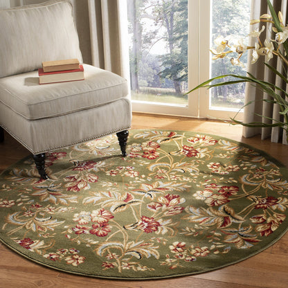 SAFAVIEH Lyndhurst Collection Area Rug - 5'3" Round, Sage, Traditional Floral Design, Non-Shedding & Easy Care, Ideal for High Traffic Areas in Living Room, Bedroom (LNH326B)