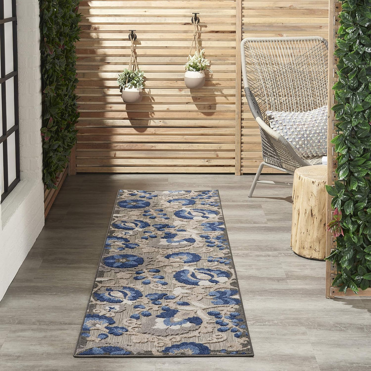Nourison Home Aloha Natural Blue 2'3" x 10' Area Rug - Easy Clean, Non Shedding, Bed Room, Living Room, Dining Room, Kitchen (10' Runner)