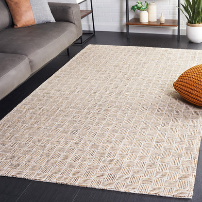 SAFAVIEH Micro-Loop Collection Area Rug - 5' Square, Light Grey & Ivory, Handmade Wool, Ideal for High Traffic Areas in Living Room, Bedroom (MLP537F)