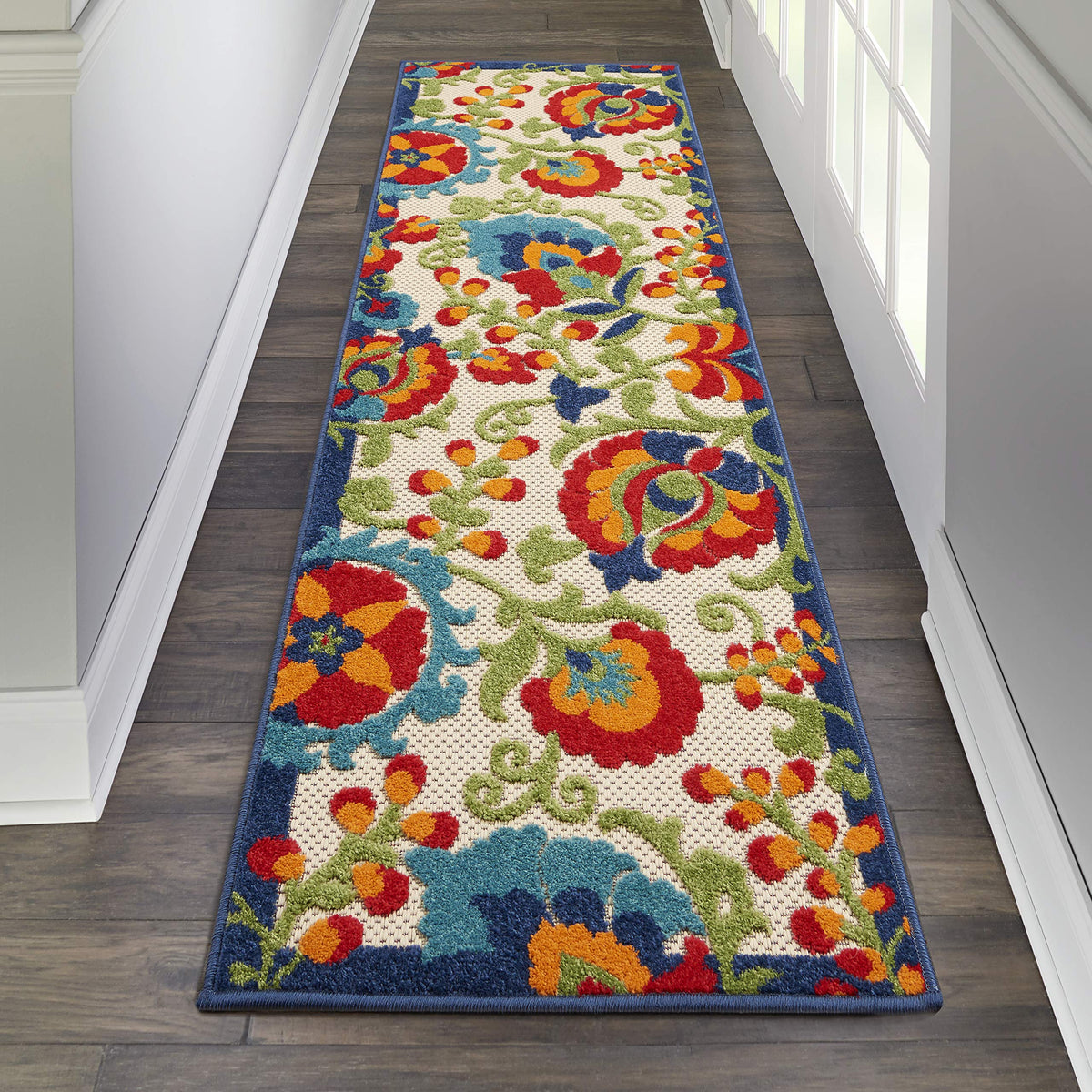 Nourison Home Aloha Natural Blue 2'3" x 10' Area Rug - Easy Clean, Non Shedding, Bed Room, Living Room, Dining Room, Kitchen (10' Runner)