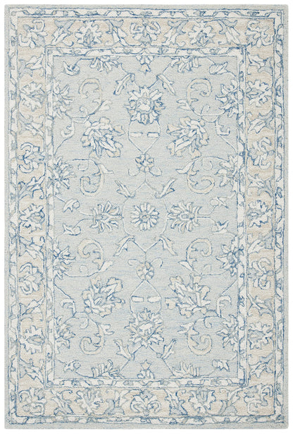 SAFAVIEH Micro-Loop Collection Area Rug - 5' x 8', Blue & Beige, Handmade Wool, Ideal for High Traffic Areas in Living Room, Bedroom (MLP535M)