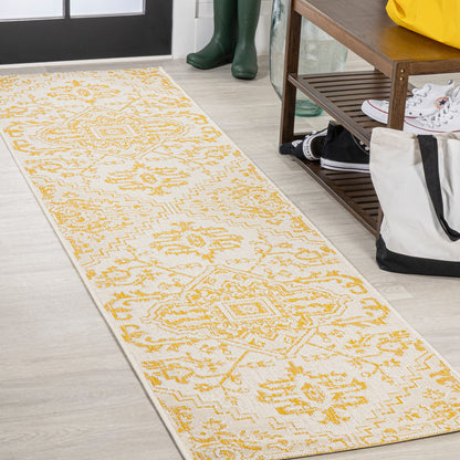 JONATHAN Y Boho Medallion Indoor Outdoor Area Rug 8X10 Black/Gray, Estrella Textured Weave for Backyard, Patio, Porch, Easy-Cleaning, High Traffic, Pet-Friendly, Non-Shedding (SMB105D-8)