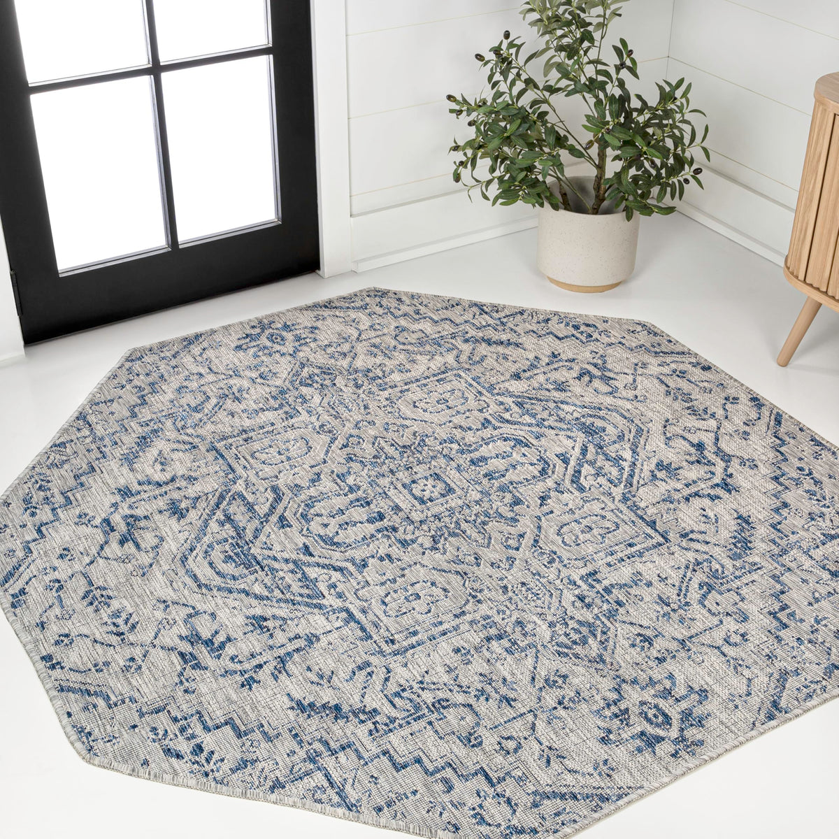 JONATHAN Y Boho Medallion Indoor Outdoor Area Rug 8X10 Black/Gray, Estrella Textured Weave for Backyard, Patio, Porch, Easy-Cleaning, High Traffic, Pet-Friendly, Non-Shedding (SMB105D-8)
