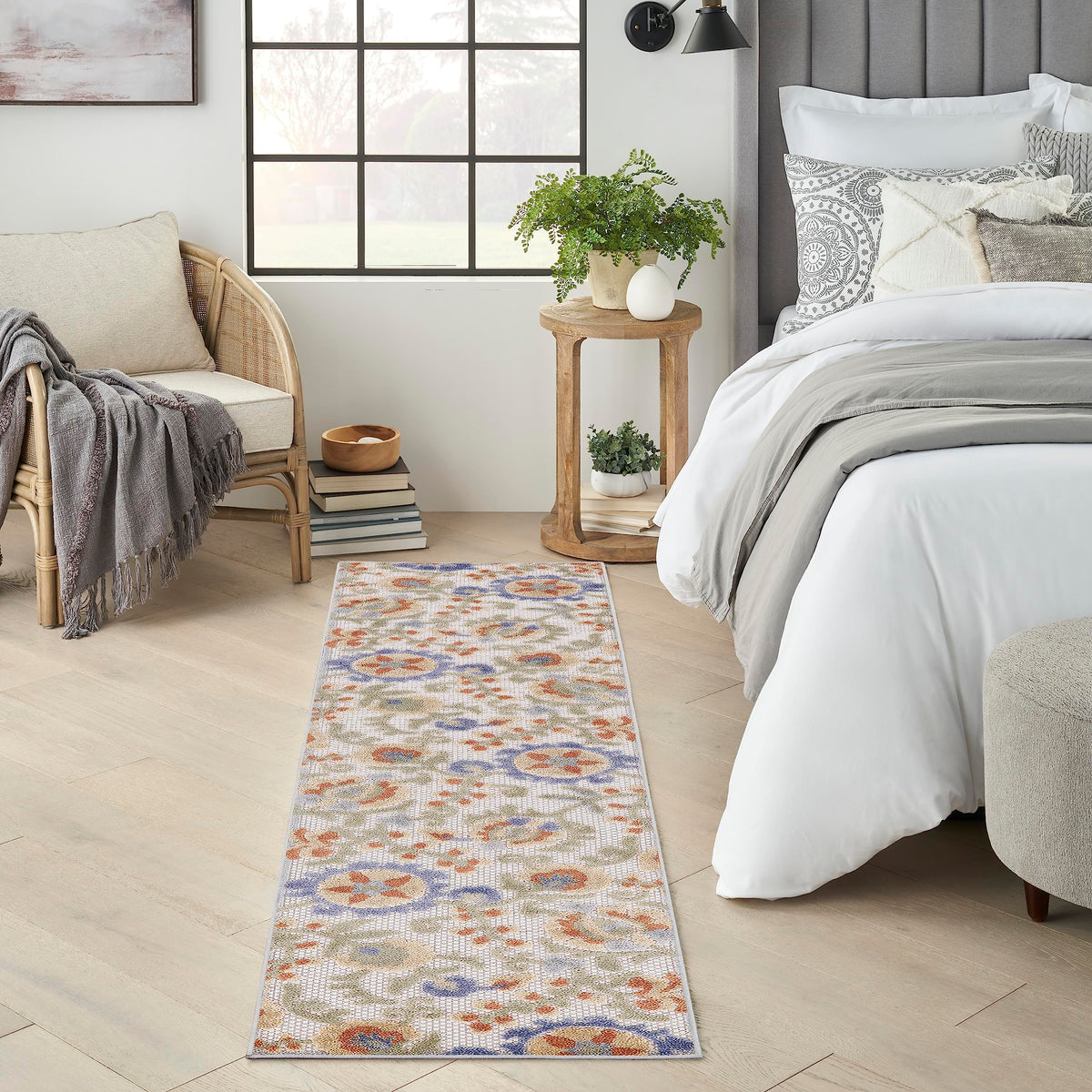 Nourison Home Aloha Natural Blue 2'3" x 10' Area Rug - Easy Clean, Non Shedding, Bed Room, Living Room, Dining Room, Kitchen (10' Runner)