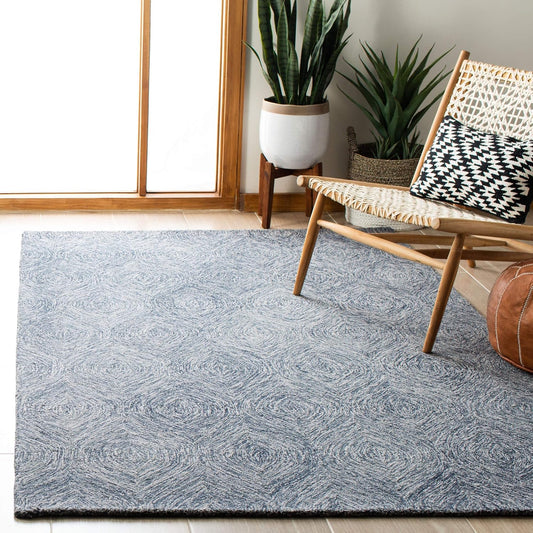 SAFAVIEH Area Rug 8x10 - Micro-Loop Collection - Large - Grey & Ivory, Handmade Wool, Ideal for Living Room, Bedroom, Office, Dining Space (MLP615F)
