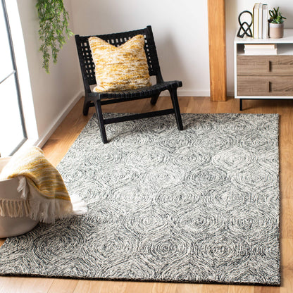 SAFAVIEH Area Rug 8x10 - Micro-Loop Collection - Large - Grey & Ivory, Handmade Wool, Ideal for Living Room, Bedroom, Office, Dining Space (MLP615F)