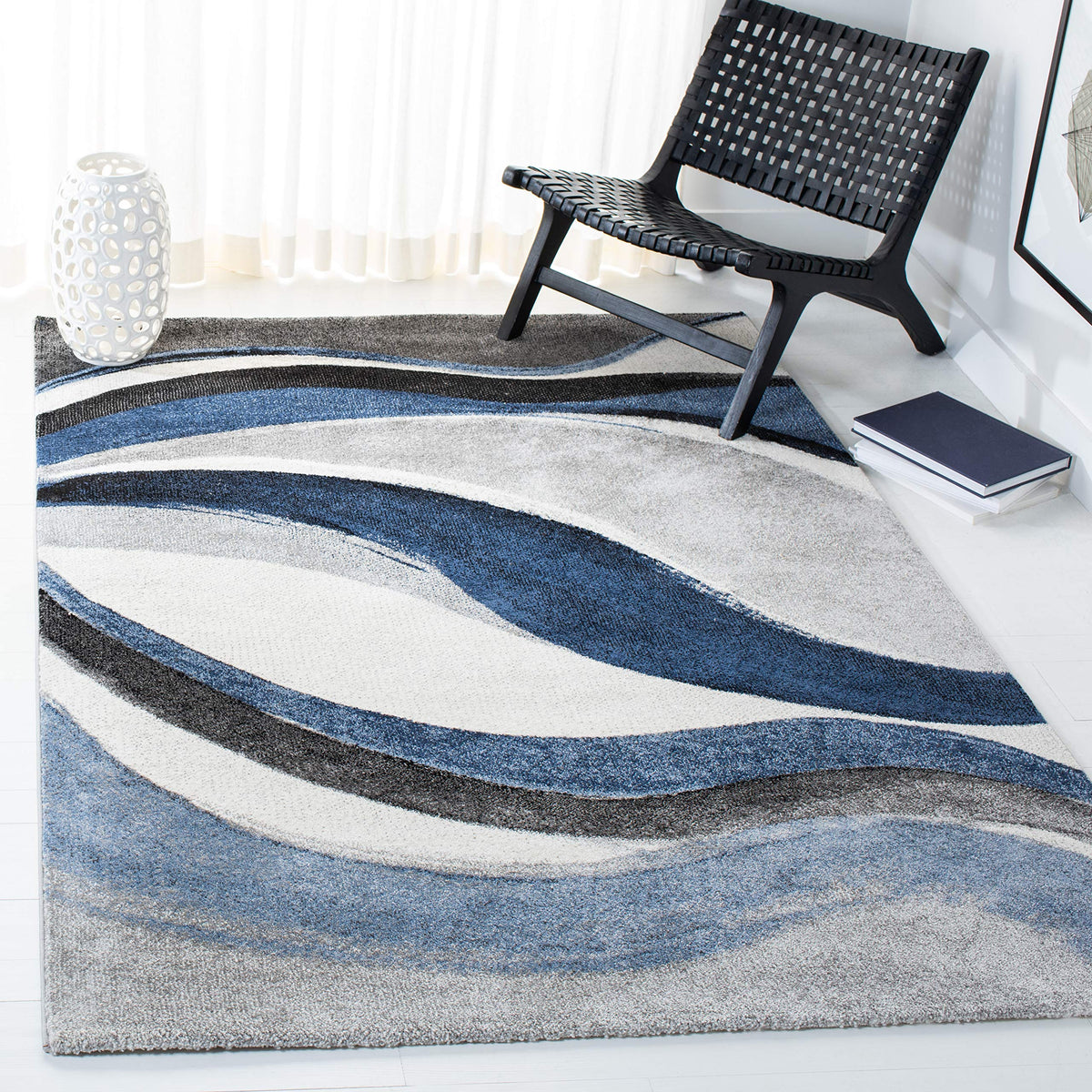 SAFAVIEH Hollywood Area Rug 10'6"x14', Modern Grey & Blue HLW766F