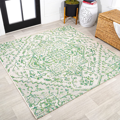 JONATHAN Y Boho Medallion Indoor Outdoor Area Rug 8X10 Black/Gray, Estrella Textured Weave for Backyard, Patio, Porch, Easy-Cleaning, High Traffic, Pet-Friendly, Non-Shedding (SMB105D-8)