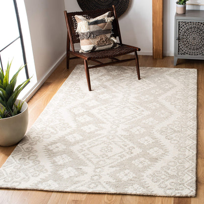 SAFAVIEH Area Rug 8x10 - Micro-Loop Collection - Large - Ivory & Beige, Handmade Wool, Ideal for Living Room, Bedroom, Office, Dining Space (MLP952A)