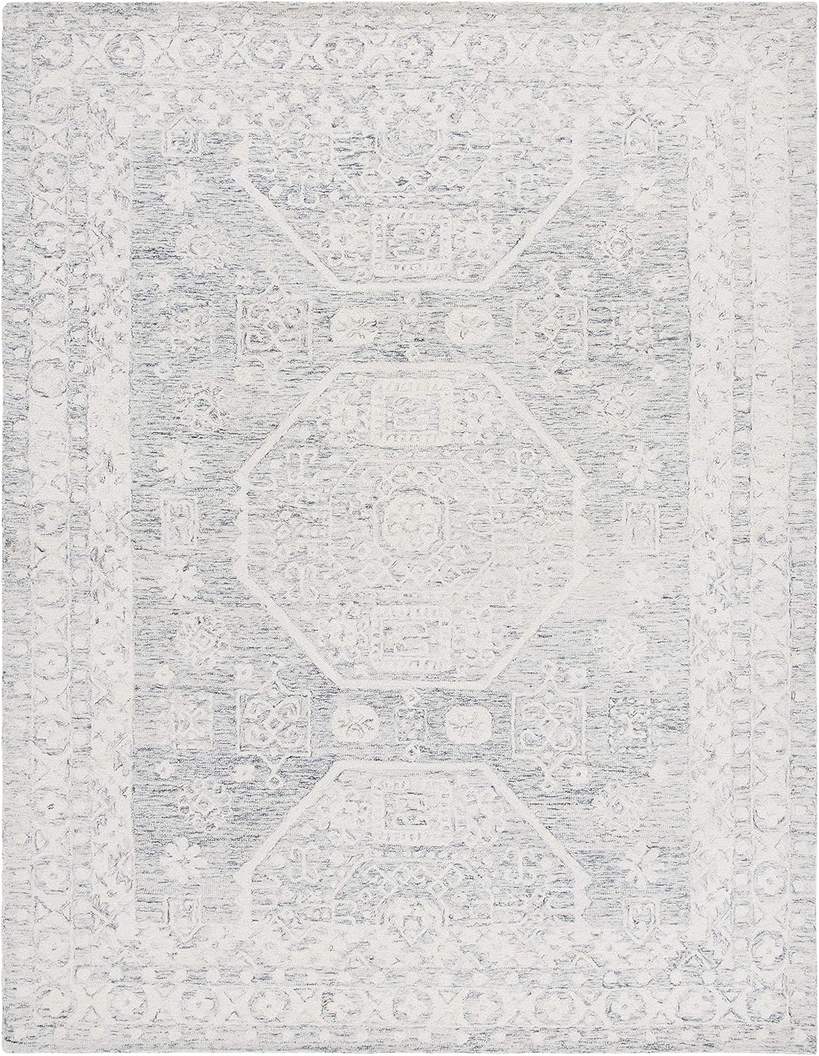 SAFAVIEH Micro-Loop Collection Area Rug - 9' x 12', Charcoal & Ivory, Handmade Wool, Ideal for High Traffic Areas in Living Room, Bedroom (MLP524H)