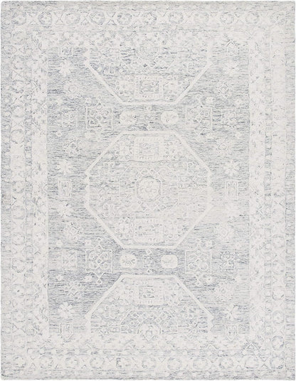 SAFAVIEH Micro-Loop Collection Area Rug - 9' x 12', Charcoal & Ivory, Handmade Wool, Ideal for High Traffic Areas in Living Room, Bedroom (MLP524H)