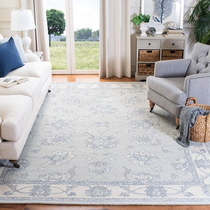 SAFAVIEH Micro-Loop Collection Area Rug - 6' x 9', Light Blue & Ivory, Handmade Wool, Ideal for High Traffic Areas in Living Room, Bedroom (MLP536L)