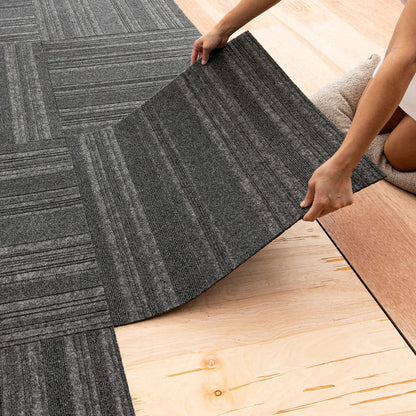 Mohawk Home 24" x 24" Indoor/Outdoor 0.25" Pile Height, Peel and Stick Carpet Tile, Grey Polyester, (15 Tiles) (60 sqft/Box)