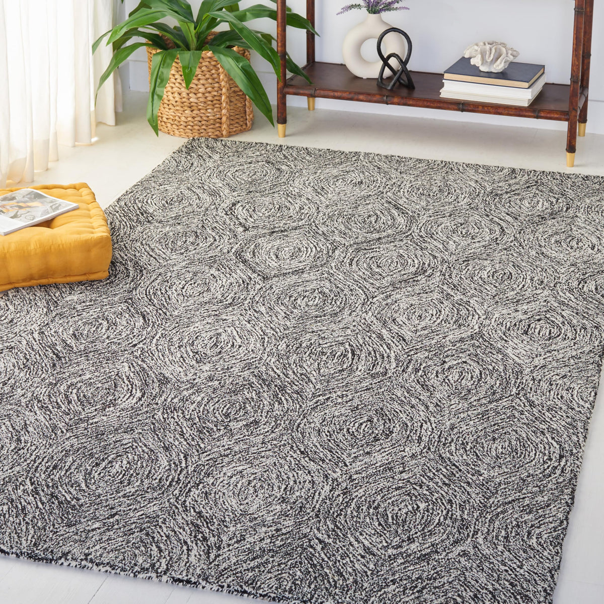 SAFAVIEH Area Rug 8x10 - Micro-Loop Collection - Large - Grey & Ivory, Handmade Wool, Ideal for Living Room, Bedroom, Office, Dining Space (MLP615F)