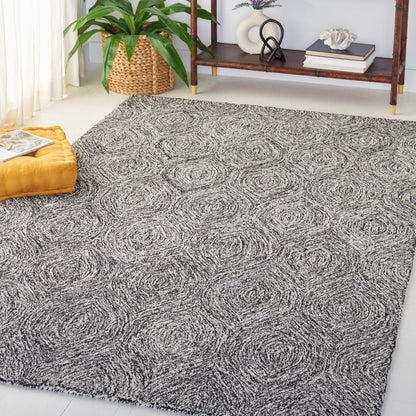 SAFAVIEH Area Rug 8x10 - Micro-Loop Collection - Large - Grey & Ivory, Handmade Wool, Ideal for Living Room, Bedroom, Office, Dining Space (MLP615F)